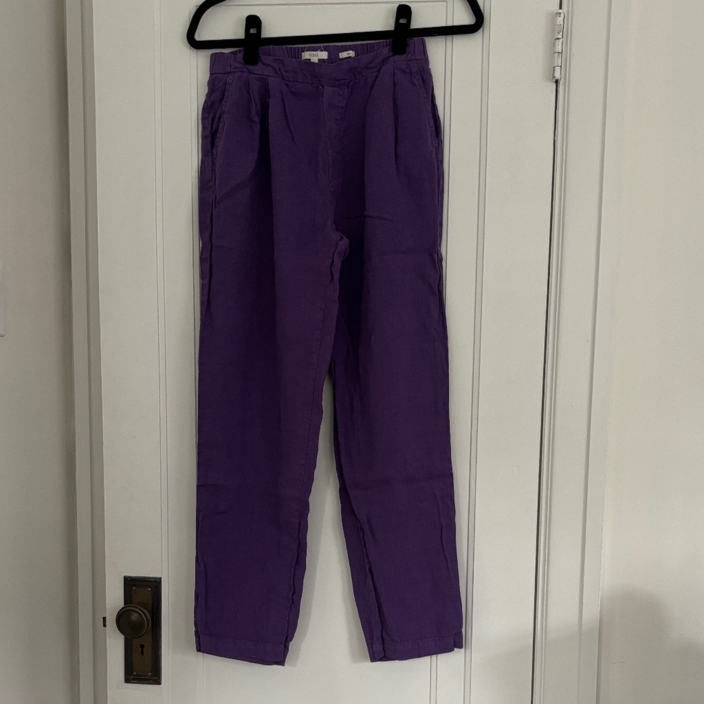 Yerse Purple Linen Pants